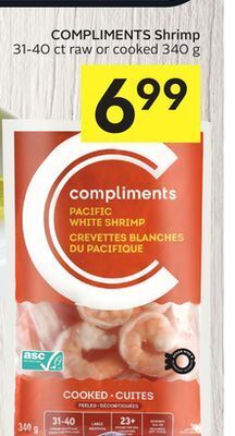 Foodland Compliments shrimp 31-40 ct raw or cooked 340 g offer