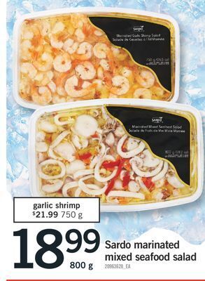 Fortinos Sardo marinated mixed seafood salad, 800 g offer