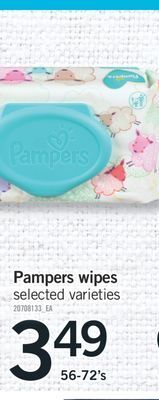 Fortinos Pampers wipes, 56-72's offer
