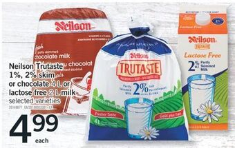 Fortinos Neilson trutaste 1%, 2% skim or chocolate 4 l or lactose free 2 l milk offer