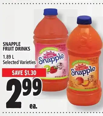 Metro Snapple fruit drinks offer