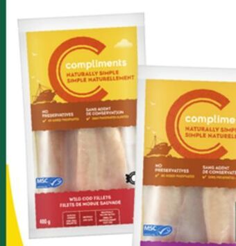 Sobeys Compliments naturally simple pink salmon, haddock, cod, sole, tilapia, basa or pollock fillets offer