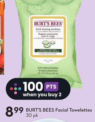 Sobeys Burt's bees facial towelettes offer