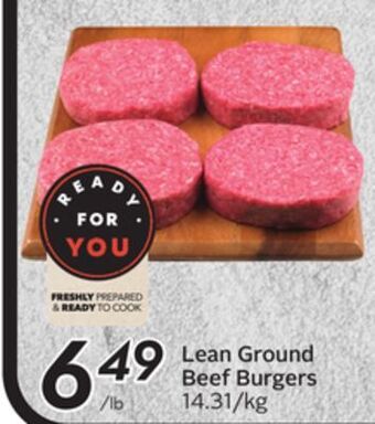 Sobeys Lean ground beef burgers offer