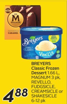 Sobeys Breyers classic frozen dessert offer
