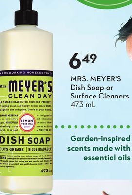 Sobeys Mrs. meyer's dish soap or surface cleaners offer