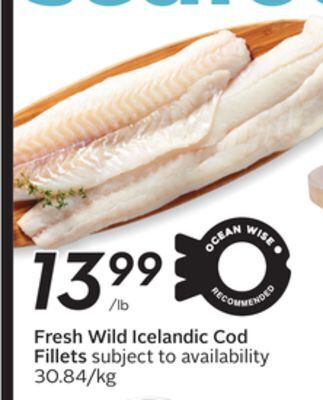 Sobeys Fresh wild icelandic cod fillets offer