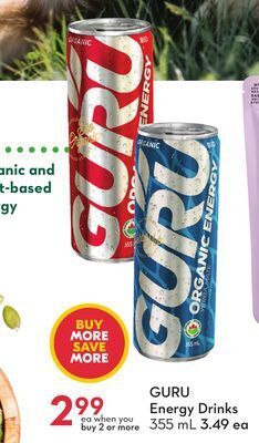 Sobeys Guru energy drinks offer