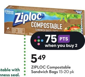 Sobeys Ziploc compostable sandwich bags offer