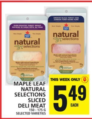 Food Basics Maple leaf natural selections sliced deli meat offer