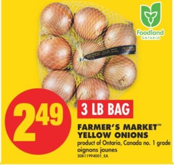 No Frills Farmer's market™ yellow onions, 3 lb bag offer