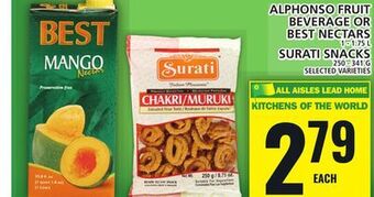 Food Basics Alphonso fruit beverage or best nectars or surati snacks offer