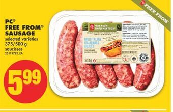 No Frills Pc® free from® sausage, 375/500 g offer