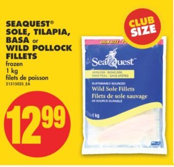 No Frills Seaquest® sole, tilapia, basa or wild pollock fillets, 1 kg offer