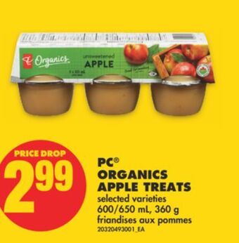 No Frills Pc® organics apple treats, 600/650 ml, 360 g offer