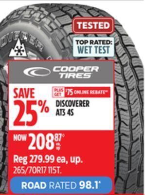 Canadian Tire Cooper tires road rated 98.1^ tire offer
