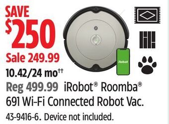 Canadian Tire Irobot roomba 691 wi-fi connected robot vac offer