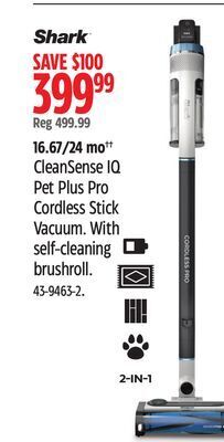 Canadian Tire Shark cleansense iq pet plus pro cordless stick vacuum offer