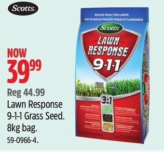 Canadian Tire Scotts lawn response 9-1-1 grass seed offer