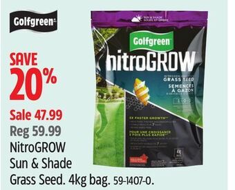 Canadian Tire Golfgreen nitrogrow sun shade grass seed offer