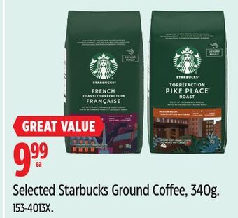 Canadian Tire Selected starbucks ground coffee, 340g offer