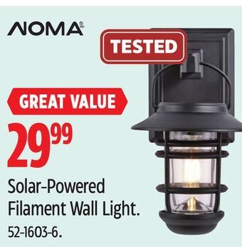 Canadian Tire Noma solar-powered filament wall light offer