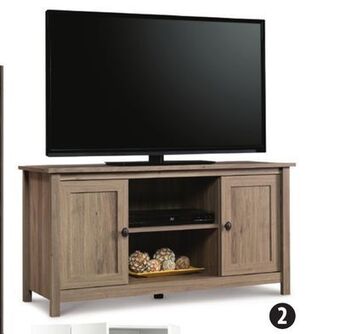 Canadian Tire Sauder salted oak entertainment stand offer