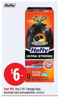 Canadian Tire Hefty garbage bags offer