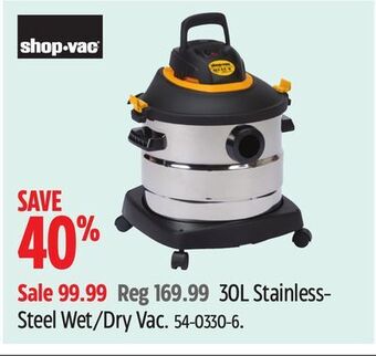 Canadian Tire Shop-vac 30l stainless- steel wet/dry vac offer