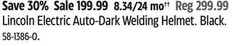 Canadian Tire Lincoln electric auto-dark welding helmet offer