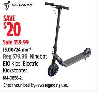 Canadian Tire Segway ninebot e10 kids' electric kickscooter offer