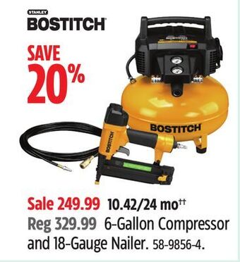Canadian Tire Bostitch 6-gallon compressor and 18-gauge nailer offer