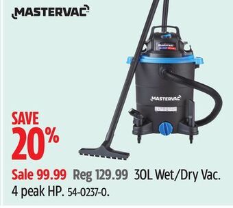 Canadian Tire Mastervac 30l wet/dry vac offer