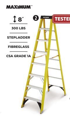 Canadian Tire Maximum type 1a fiberglass step ladder, 300-lb 8-ft offer