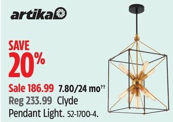 Canadian Tire Artika clyde pendant light offer