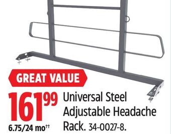 Canadian Tire Cargomaster universal steel adjustable headache rack offer