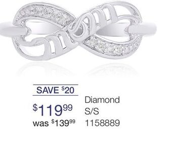 Charm Diamond Sterling silver 0.04ctw diamond mom ring offer