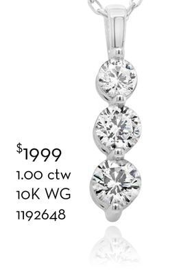 Charm Diamond New brilliance 10k white gold lab grown 1.00ctw three stone diamond pendant offer