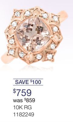 Charm Diamond 10k rose gold morganite & white sapphire ring offer
