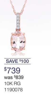 Charm Diamond 10k rose gold 18 morganite and diamond pendant offer