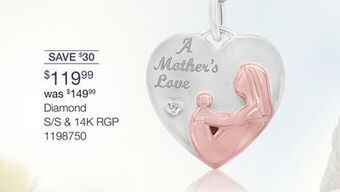 Charm Diamond Sterling silver and rose gold plated mother's love diamond pendant offer