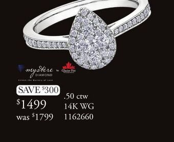 Charm Diamond Glacier fire canadian diamond 0.50ctw pear shaped mystere ring offer