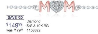 Charm Diamond Diamond s/s & 10k rg offer