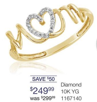 Charm Diamond 10k yellow gold diamond mom ring offer