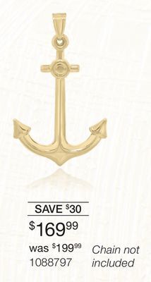 Charm Diamond 10k yellow gold anchor pendant offer