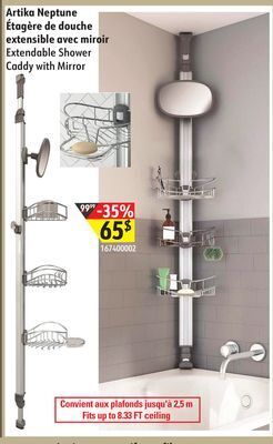 Sushi Shop Extendable shower caddy with mirror offer