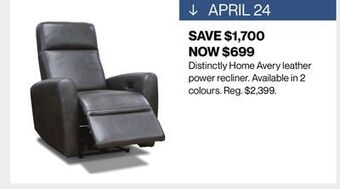 Hudson's Bay Distinctly home avery leather power recliner offer