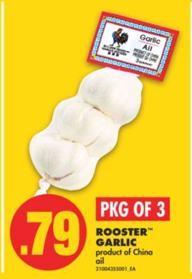 No Frills Rooster™ garlic, pkg of 3 offer