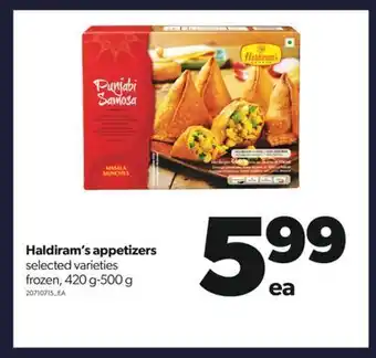 Real Canadian Superstore Haldiram's appetizers, 420 g-500 g offer