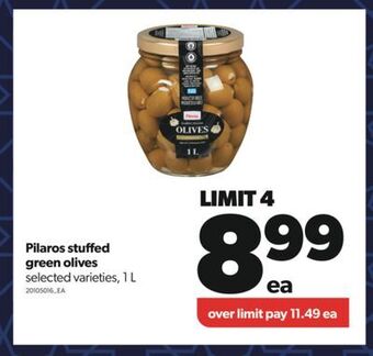 Real Canadian Superstore Pilaros stuffed green olives, 1 l offer